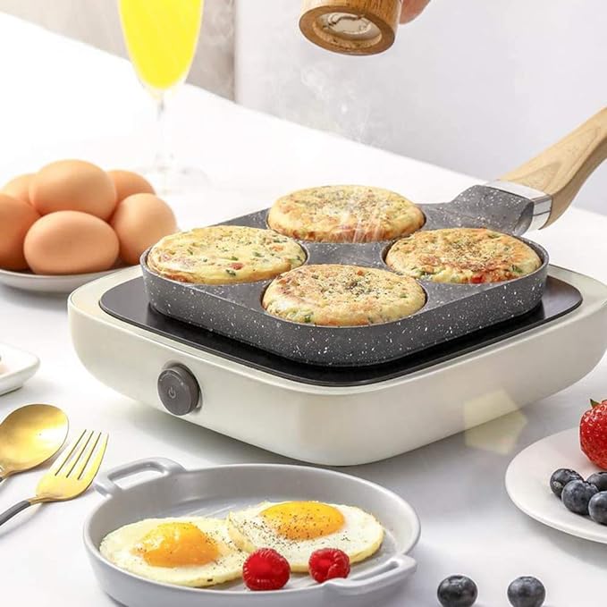 Poêle à Pancakes 4 Moules crêpes Omelette Petit Déjeuné  | MagiCook™